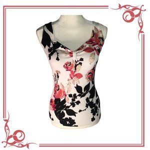 GORGEOUS WHBM FLORAL SWEATER TANK WITH RHINESTUDS